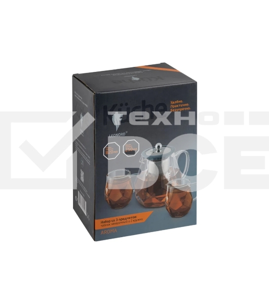 Чайник заварочный LEONORD AROMA, 820 мл из боросиликатного стекла, корпус с гранями (106791)