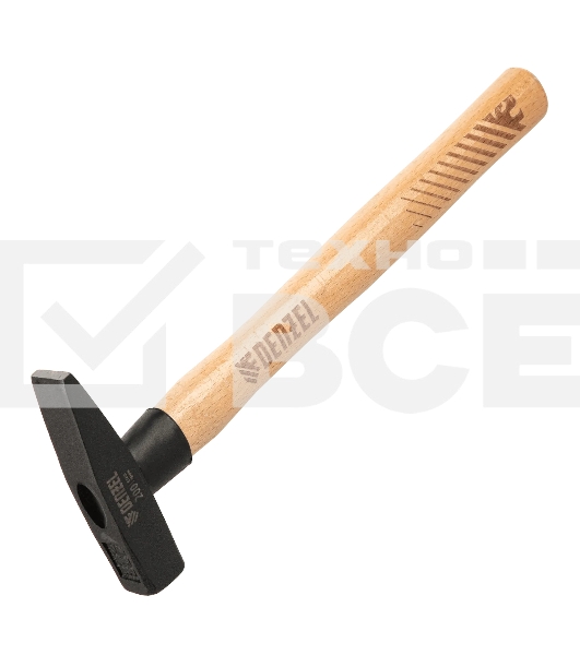 Молоток слесарный Denzel 200 г, кованый квадратный боек, буковая рукоятка