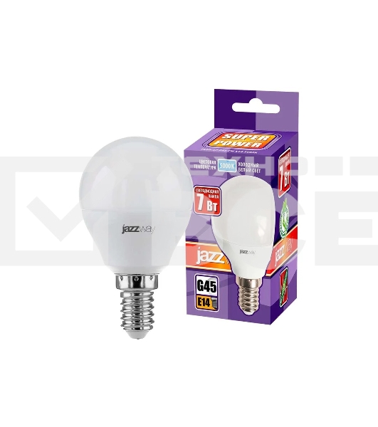 Лампа светодиодная JazzWay PLED-SP-G45 7Вт шар 5000К холодный белый E14 540лм 230В