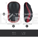 Мышь беспроводная Logitech M185, красный, 1000 dpi, радиоканал, USB, кнопки - 3, фото7