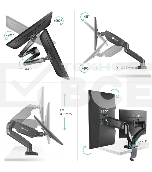 Кронштейн ONKRON G160 для монитора 13'-32' настольный, черный