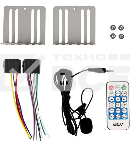 Автомагнитола ACV AVS-2100BM, 2 DIN, Bluetooth, USB Type-A, AUX, пульт ДУ