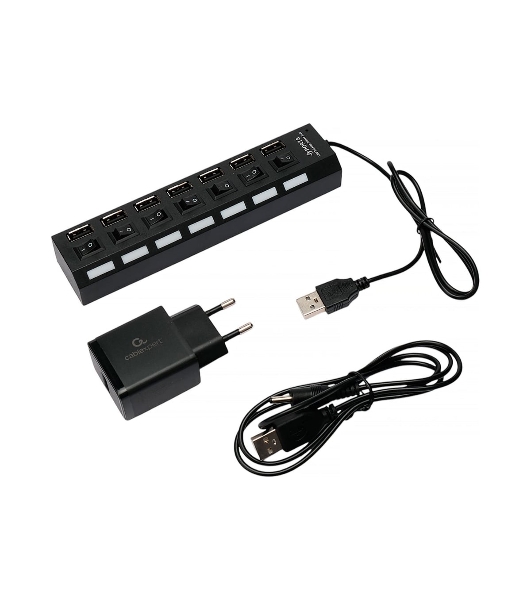 USB-концентратор Gembird UHB-U2P7-02, USB 2.0, USB 7 портов, USB/Адаптер: 5 В / 2 A