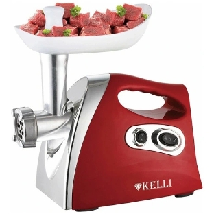 Мясорубка электрическая Kelli KL-5004 красный, 2600 Вт, 3.6 кг/мин, реверс, защита от перегрузки, насадки - 5