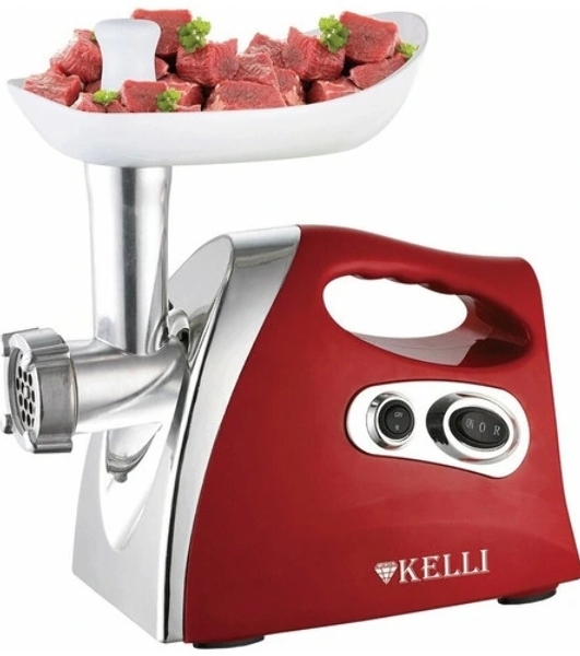Мясорубка электрическая Kelli KL-5004 красный, 2600 Вт, 3.6 кг/мин, реверс, защита от перегрузки, насадки - 5