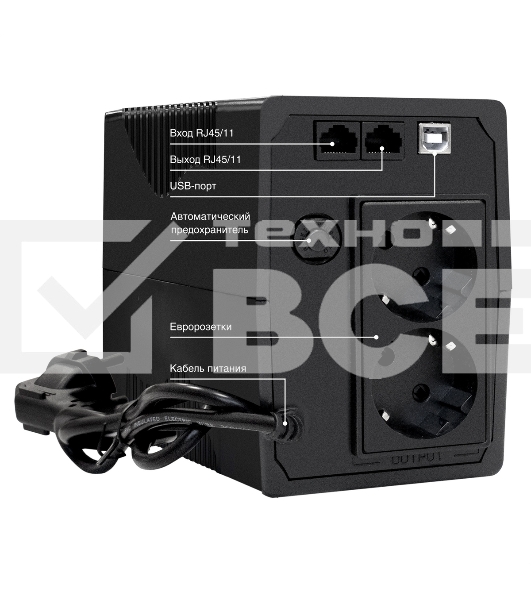 Источник бесперебойного питания ExeGate SpecialPro Smart LLB-1000.LCD.AVR.2SH.RJ.USB <1000VA/550W, LCD, AVR, 2*Schuko,RJ45/11,USB, Black>