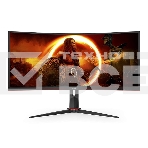 Монитор 34' AOC CU34G2XP, VA 3440x1440, 180 Гц, 1 мс, 21:9, 400 кд/м², 2xHDMI, 2xDP, 2x4 Вт, изогнутый, черный/красный, фото 1