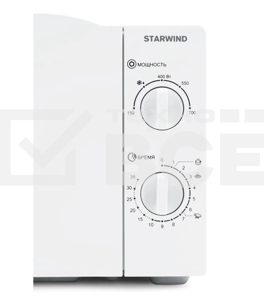 Микроволновая печь Starwind SWM6520 белый, 20 л, 700 Вт, переключатели - поворотный механизм
