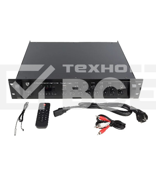 Микшер-усилитель Intrend ITMXAMP-350MTZ зональный, 5 зон. MP3, FM-тюнер, USB, Bluetooth, 3хMic/2хLine входы, 1хLine выход, 350 Вт, 4-16 Ом/100V, IR-пульт в комплекте