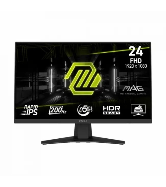 Монитор 23.8' MSI MAG 244F IPS 1920x1080, 200 Гц, 0.5 мс, 16:9, 300 кд/м², HDMI 2.0b, DP, USB-C, 3.5 мм, FreeSync, черный