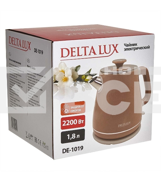 Чайник электрический Delta LUX DE-1019 (1,8 л, металл/пластик) коричневый