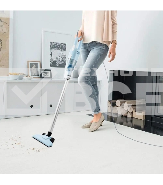 Пылесос вертикальный Kitfort KT-586-2 голубой, питание от сети, 400 Вт, уборка сухая, пылесборник 1,2 л