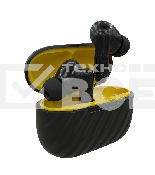 Наушники TWS More choice БВ37 черный/желтый, внутриканальные, Bluetooth, сенсорное управление, до 4 ч