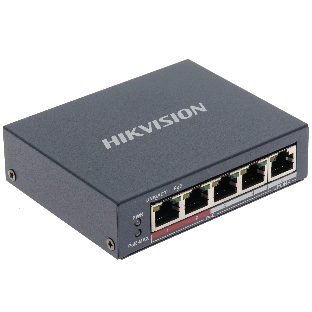 Коммутатор Hikvision DS-3E0105P-E(B), 4×100 Мбит/с PoE + 1×100 Мбит/с Uplink, неуправляемый