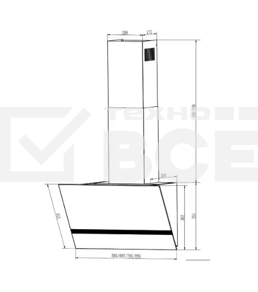 Вытяжка Elikor RISE BK 50 черный