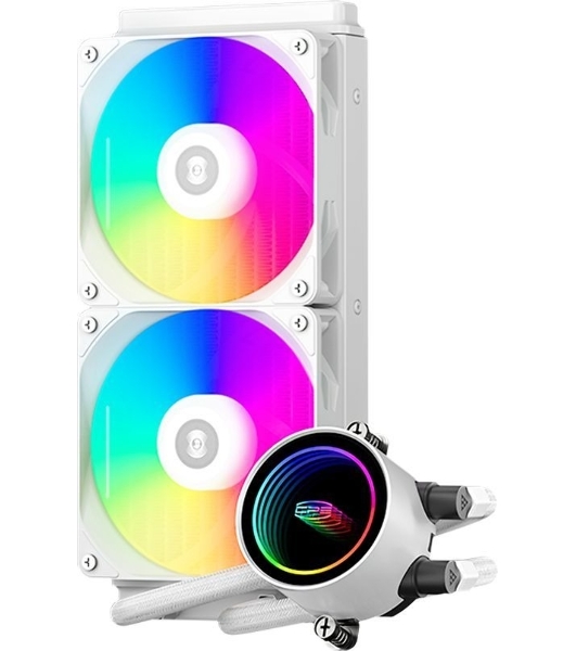 Система жидкостного охлаждения PcCooler DA240 WH ARGB Soc-AM5/AM4/1200/1700/1851 белый 4-pin Al+Cu 270W Ret (DA240-WHAWXX-GL)