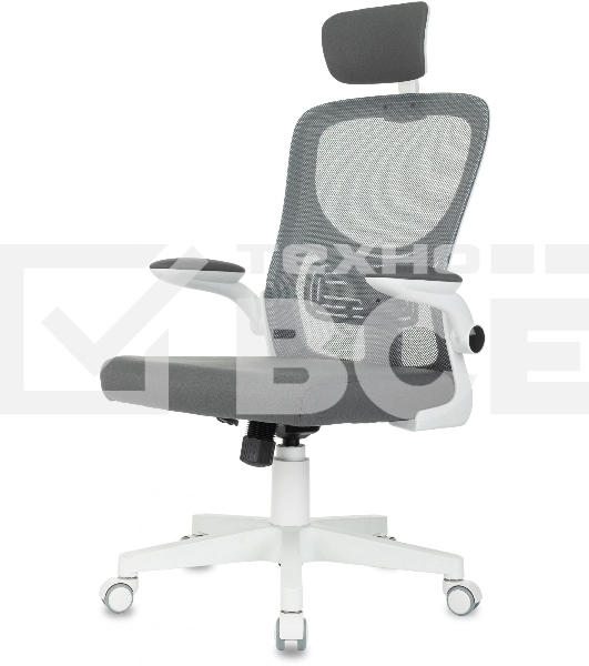 Кресло компьютерное Бюрократ ASTER NH-W TW-04 Neo Grey темно-серый, сетка/ткань, с подголов. крестов. пластик, пластик белый