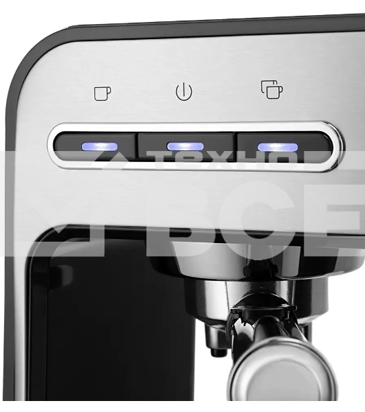 Кофеварка рожковая Kitfort КТ-7515 серебристый, исп. кофе - молотый, 1 л, 1450 Вт, 15 бар