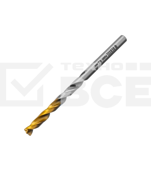 Сверло спиральное по металлу Denzel 4,2 x 75мм, Р6М5, Golden Tip, многогранная заточка