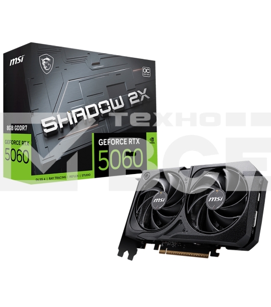 Видеокарта MSI PCI-E 5.0 RTX 5060 8G SHADOW 2X OC NVIDIA GeForce RTX 5060 8Gb 128bit GDDR7 2482/28000 HDMIx1 DPx3 HDCP Ret