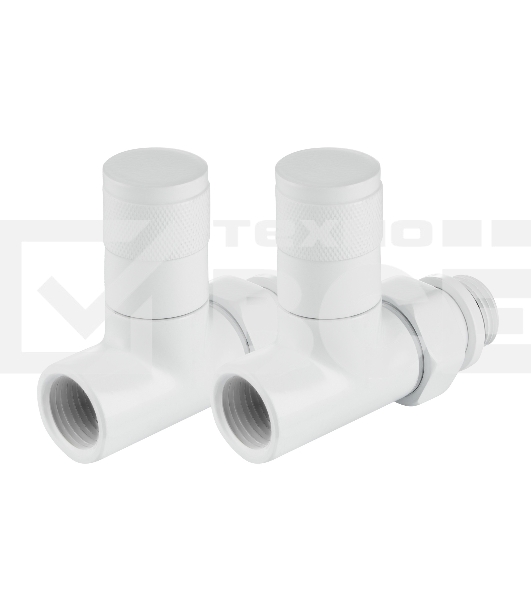 Набор дизайн-вентилей Royal Thermo PIANO, прямой (белый) 1/2