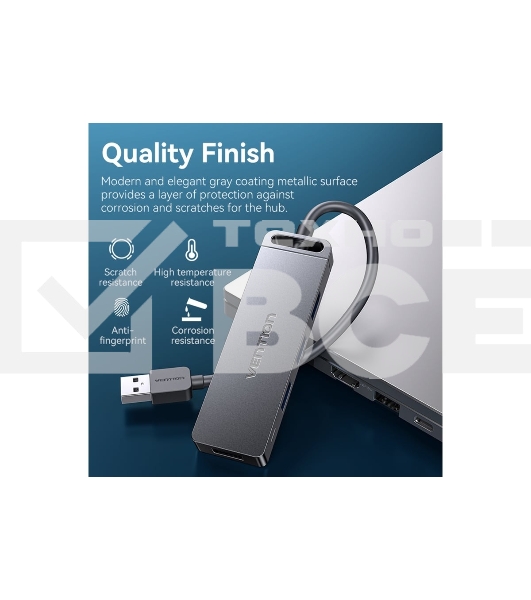 USB-концентратор Vention OTG USB 3.0 на 4 порта серый 1м.