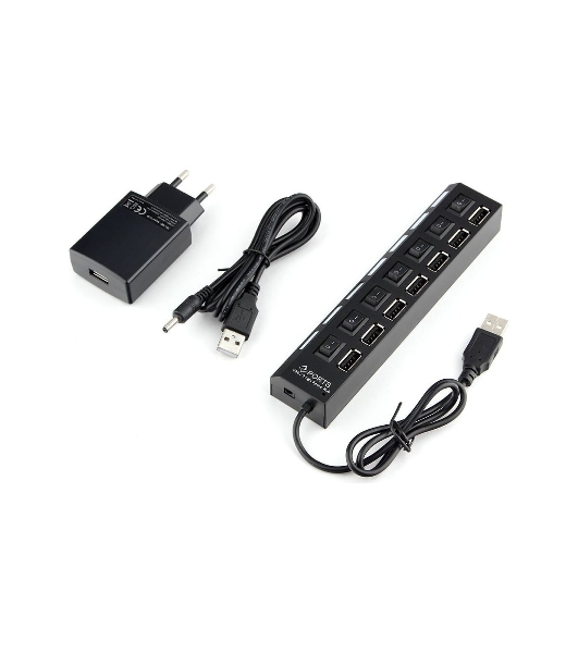 USB-концентратор Gembird UHB-U2P7-02, USB 2.0, USB 7 портов, USB/Адаптер: 5 В / 2 A