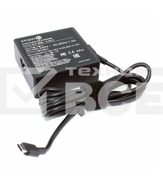 Блок питания (сетевой адаптер) Amperin 5V 3A - 20V 5A 100W Type-C, квадратный корпус