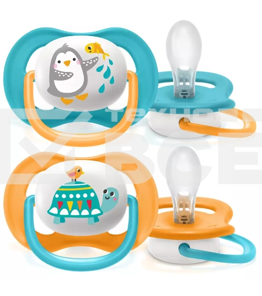 Соска-пустышка Philips Avent SCF080/07 Пингвин/Черепаха, 6-18 мес, 2 шт, для мальчиков