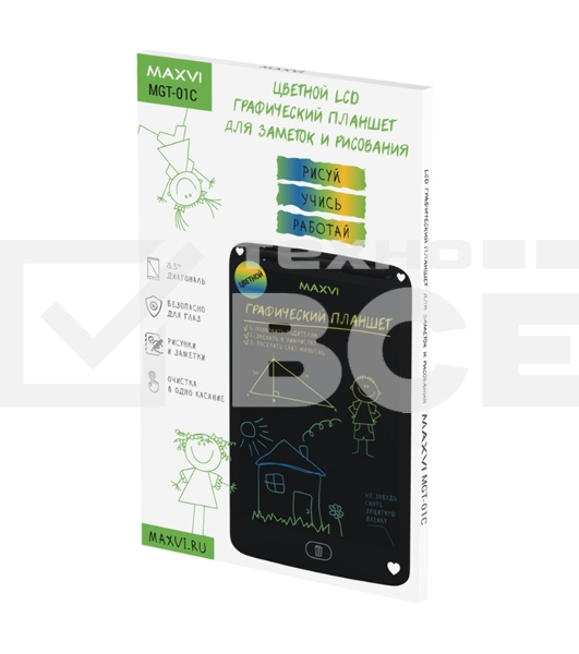Планшет LCD для заметок и рисования Maxvi MGT-01С black