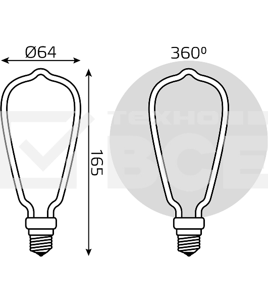 Лампа светодиодная Gauss Filament 4Вт цок.:E27 трубка 220B св.свеч.бел.теп. (упак.:10шт)