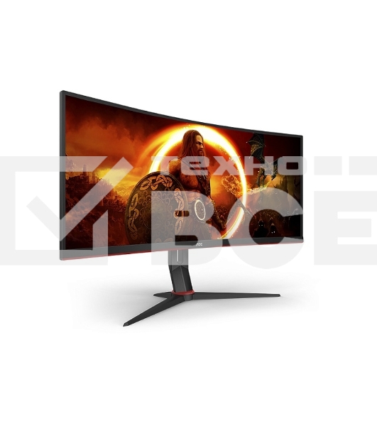 Монитор 34' AOC CU34G2XP, VA 3440x1440, 180 Гц, 1 мс, 21:9, 400 кд/м², 2xHDMI, 2xDP, 2x4 Вт, изогнутый, черный/красный