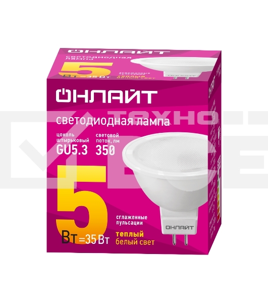 Лампа светодиодная ОНЛАЙТ 71637 OLL-MR16-5-230-3K-GU5.3