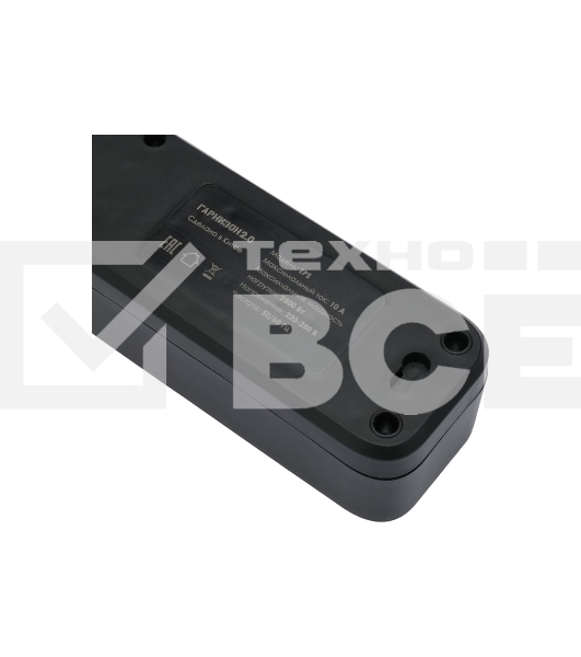 Сетевой фильтр Гарнизон 2.0 Мультипорт EPS-4-U3-B-2, 4 р, 10А, 3xUSB, 2м, ур.защиты 2+, черный, пакет