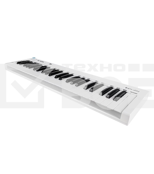 Клавиатура MIDI [AX-1973W] Axelvox [KEY49j White] 4-октавная (49 клавиш) динамическая USB, 3 кнопки, джойстик (Pitch Bend и Modulation), 1 программируемый фейдер, вход Sustain педали, выключатель питания, питание от USB. Цвет белый.