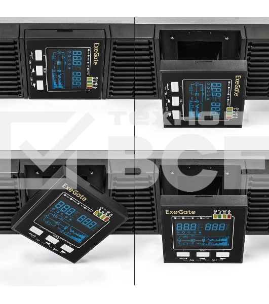 Источник бесперебойного питания On-line ExeGate EP285647RUS PowerExpert ULS-2000.LCD.AVR.C13.USB.RS232.SNMP.2U 2000VA/2000W, On-Line, PF=1, LCD, 6*IEC-C13, RS232, USB, SNMP-slot, Rackmount 2U/Tower, черный