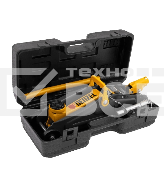 Домкрат гидравлический подкатной с фиксатором Denzel 2 т, 130-330 мм, в кейсе 51154