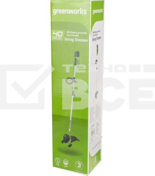 Триммер аккумуляторный GREENWORKS 2101507 40В 7500об/мин Флески 1.6мм ширина реза 330мм