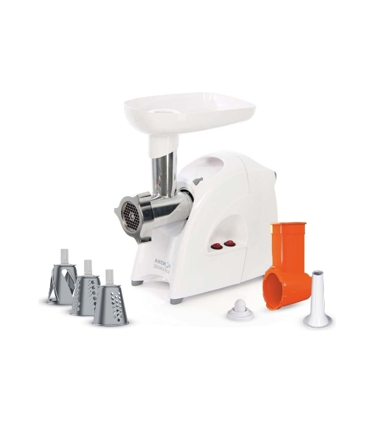 Мясорубка электрическая Аксион М641.03 белый, 2000 Вт, 3.0 кг/мин, реверс, защита от перегрузки, насадки - 5