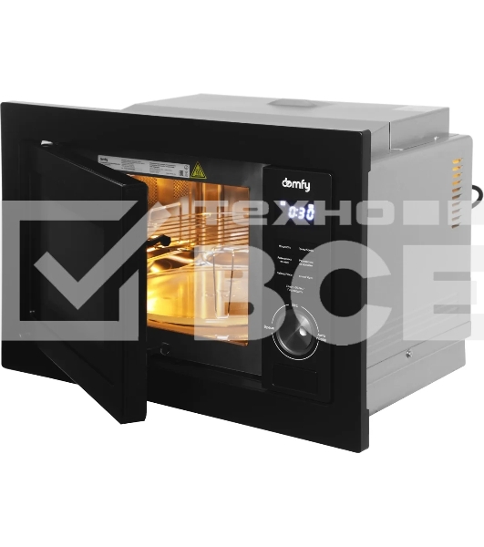 Микроволновая печь встраиваемая Domfy DM2540BW BG черный, 25 л, 900 Вт,  переключатели - поворотный механизм/кнопки