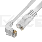 Патч-корд GCR PROF, UTP медь кат.6, нижний угол, ethernet high speed 10 Гбит/с, RJ45, T568B, плоский 10.0m, белый, фото 1