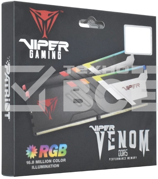 Оперативная память Patriot Viper Venom, DDR5, 48GB (2x24 GB), 6000 MHz, CL30, DIMM, радиатор, RGB, чёрный
