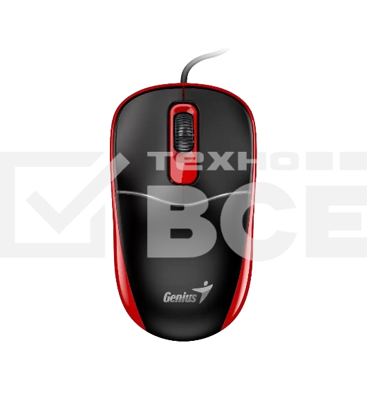 Мышь проводная Genius DX-111 черно-красный, 1200 dpi, USB, кнопки - 3
