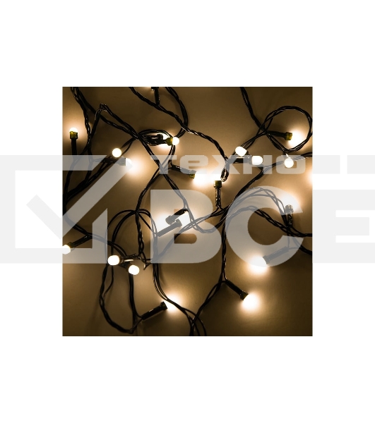 Гирлянда светод. Funray Минишарики, SE-MINI-110WW, 10М, 100LED, тепл.бел,темно-зел.шн 0,7м, контр