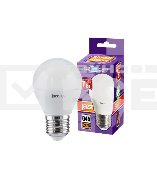 Лампа светодиодная JazzWay PLED-SP-G45 7Вт шар 5000К холодный белый E27 540лм 230В