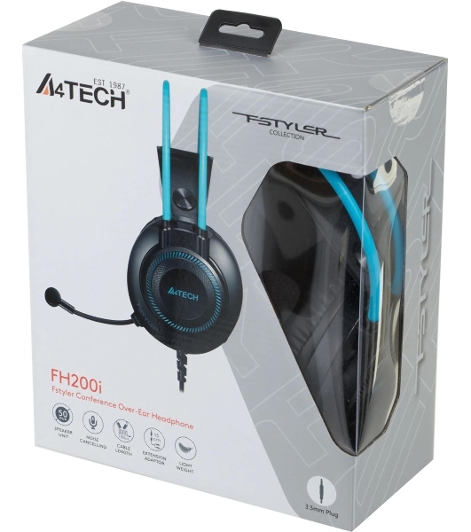 Гарнитура A4Tech Fstyler FH200i серый-синий, проводная, 3.5 мм