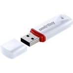 Флешка USB Smartbuy Crown white (SB4GbCRW-W), 4Gb, USB 2.0, R/W 15/5, белый/красный, фото 1