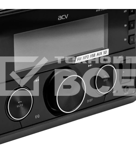 Автомагнитола ACV AVS-2100BM, 2 DIN, Bluetooth, USB Type-A, AUX, пульт ДУ