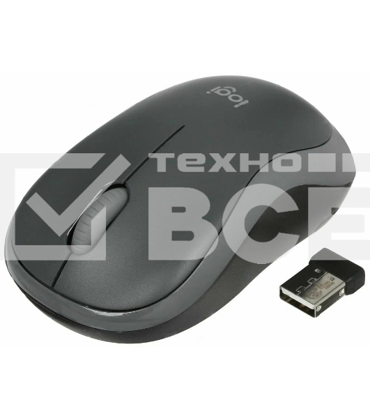 Мышь беспроводная Logitech M186 черный/серый, 1000 dpi, радиоканал, USB, кнопки - 3