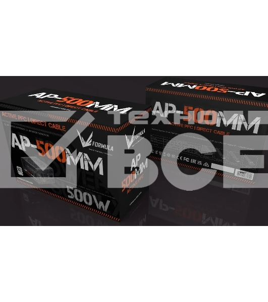 Блок питания Aerocool / Formula ATX 500W AP-500ММ 80 PLUS WHITE (20+4pin) APFC 120mm fan 6xSATA RTL